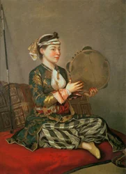 Türkische Frau mit Tamburin